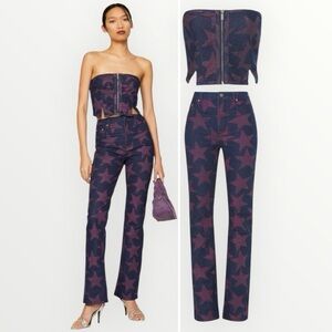 AFRM Braxton Cropped Bustier Sz. M & Huxley Baby Boot Star Jeans 28 ENTIRE SET